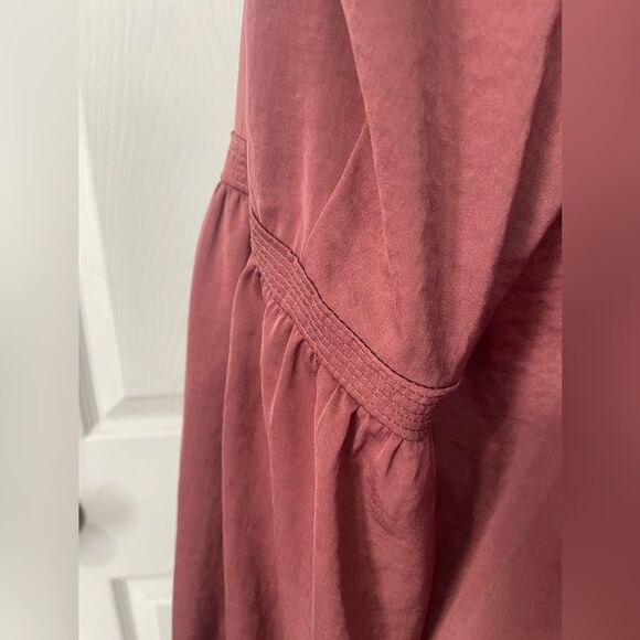 Lucky Brand Womens Long Sleeves Tie Neck Drop Waist Dress Size Small Rose Mauve - Picture 6 of 11